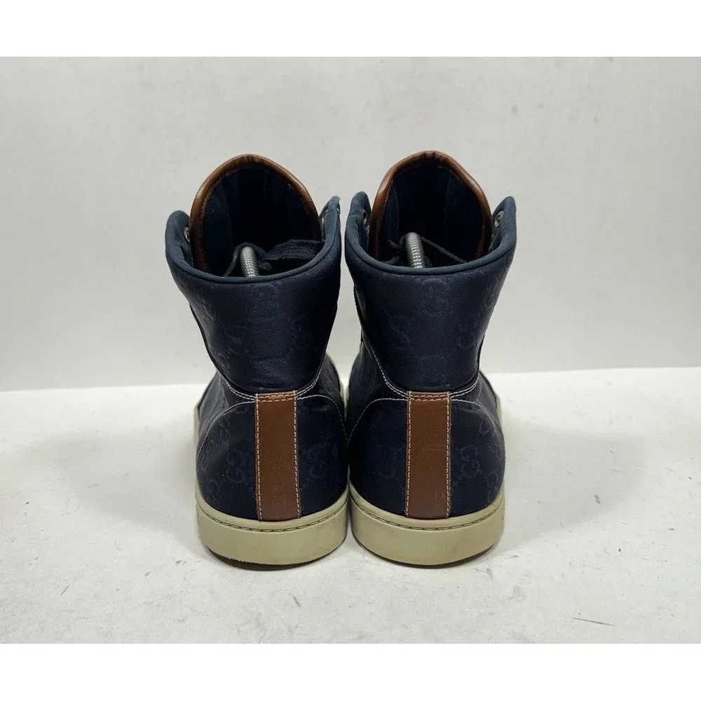Gucci Guccissima GG Logo High Top Blue Shoes‎ Men's Size 10.5 US / 9.5 G